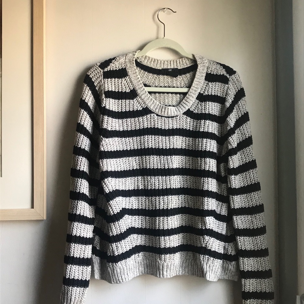 H&M black and white striped knit sweater